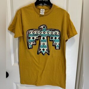Mustard Graphic T-Shirt with Thunderbird Design Unisex